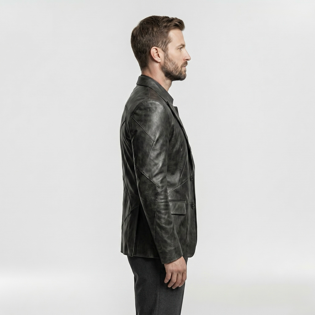 Men's Panel Faux-Leather Blazer