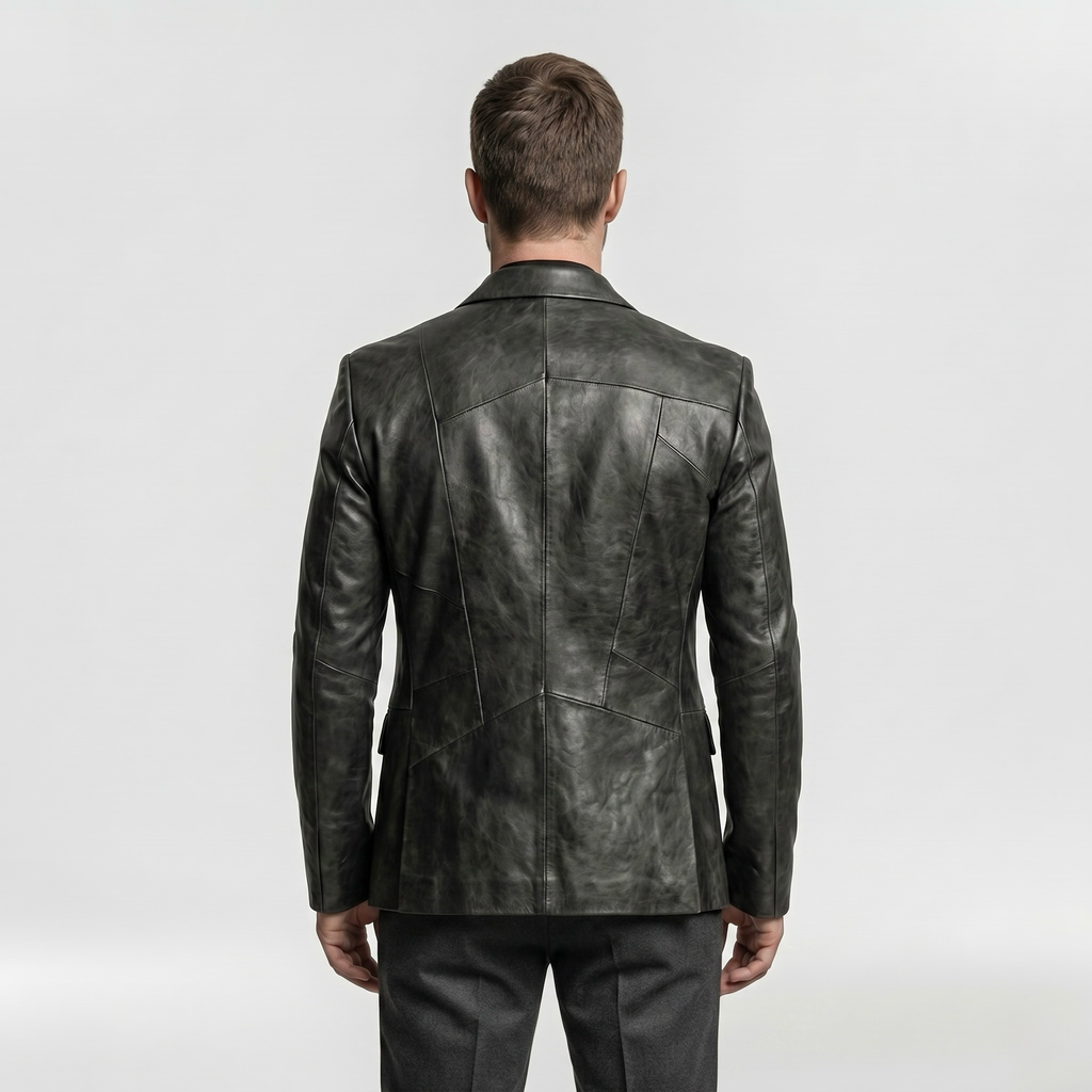 Men's Panel Faux-Leather Blazer