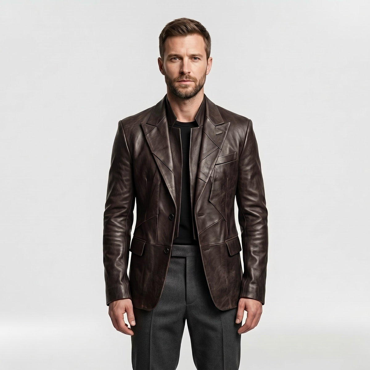 Men's Panel Faux-Leather Blazer
