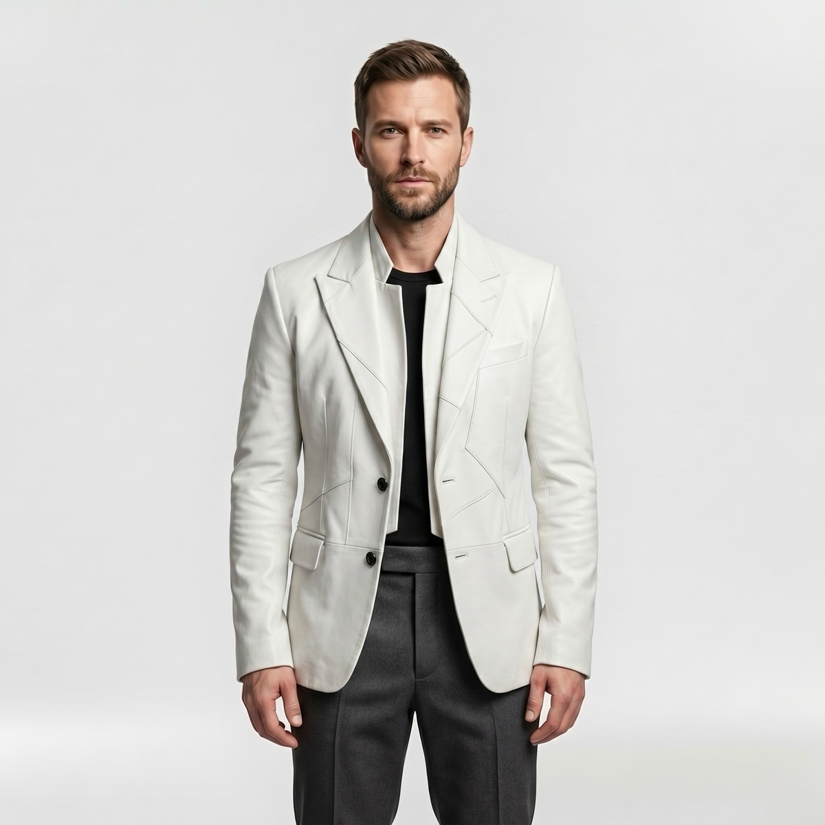 Men's Panel Faux-Leather Blazer