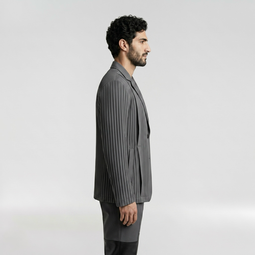 Men's Asymmetric Pleated Blazer