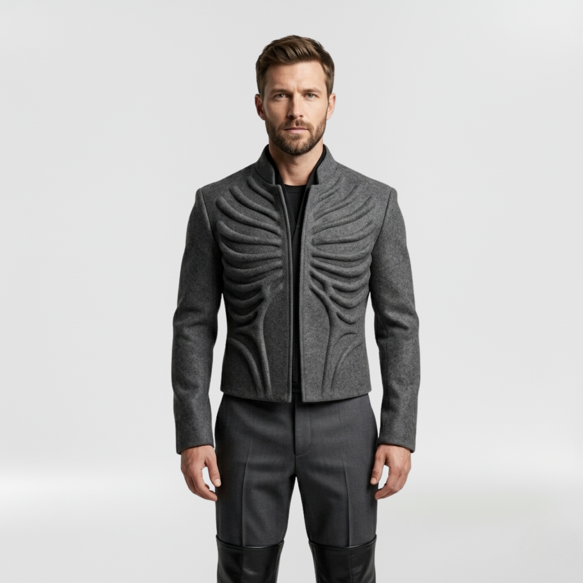 Men's Rib-Panel Structured Jacket