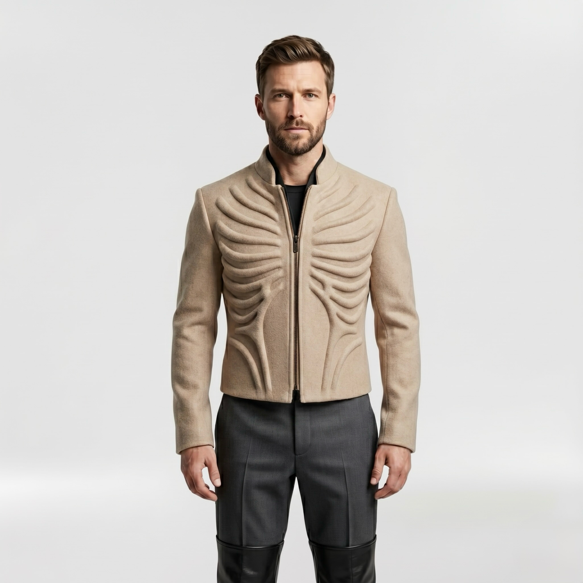 Men's Rib-Panel Structured Jacket