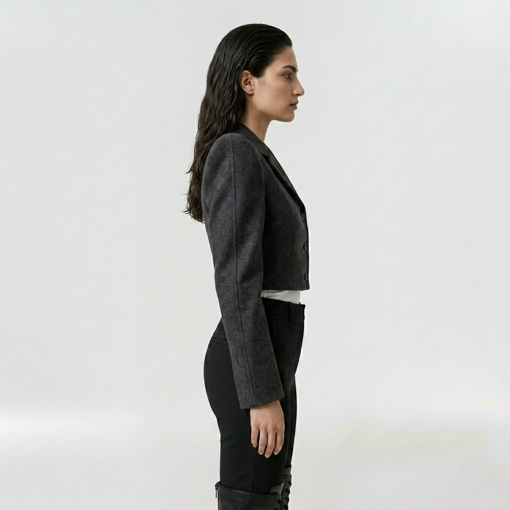 Women's Bold-Shoulder Cropped Blazer