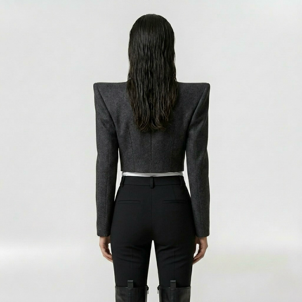 Women's Bold-Shoulder Cropped Blazer