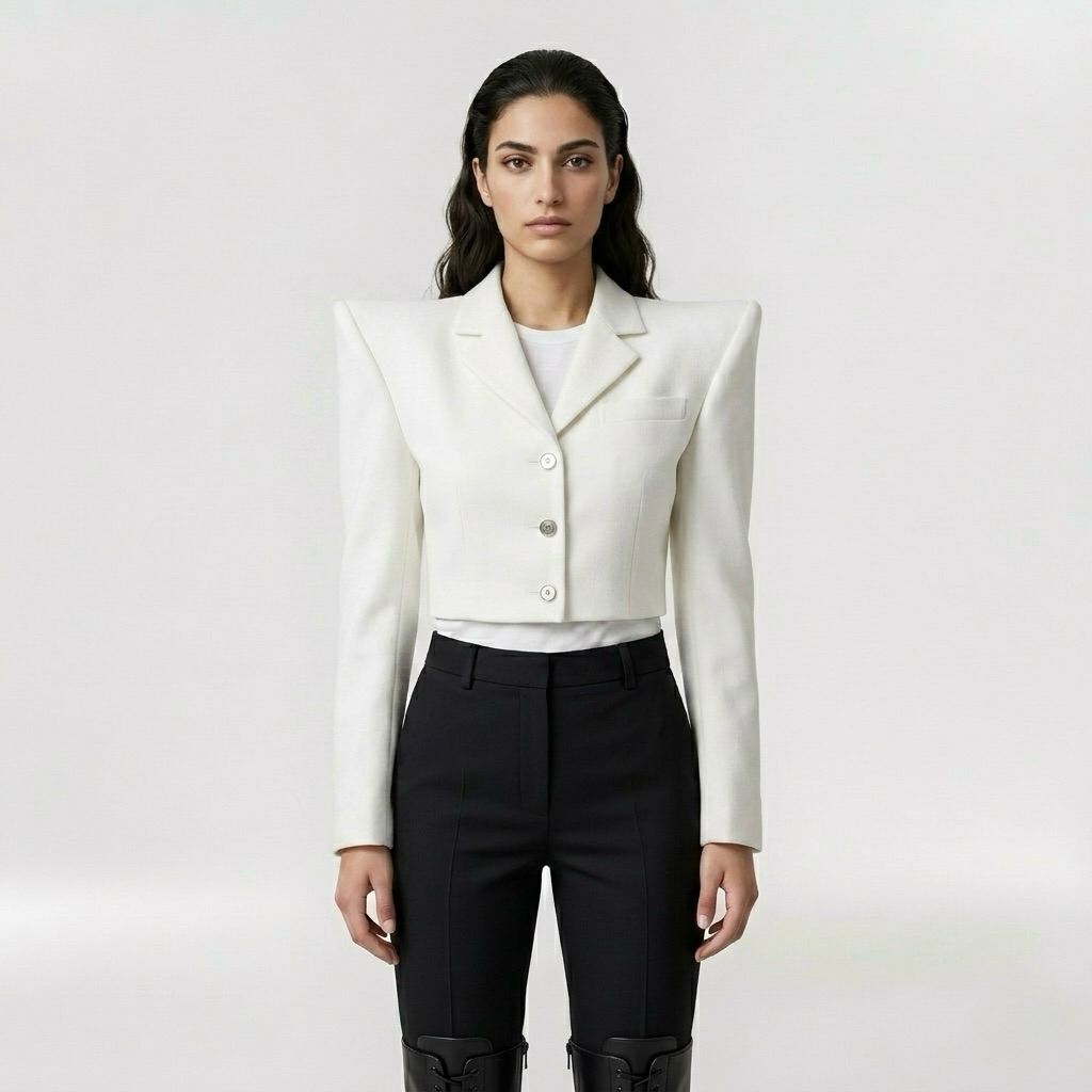 Women's Bold-Shoulder Cropped Blazer