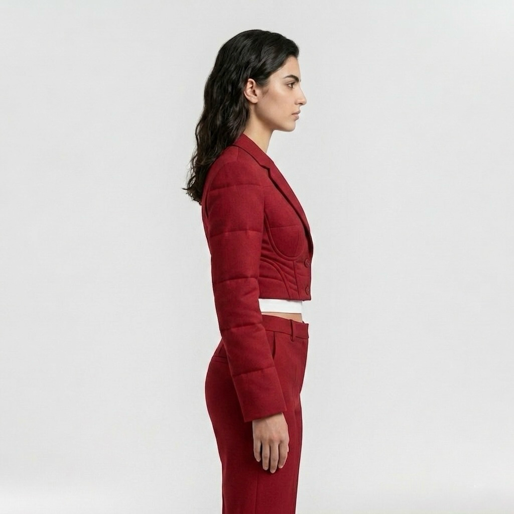 Women's Corset-Detail Cropped Blazer