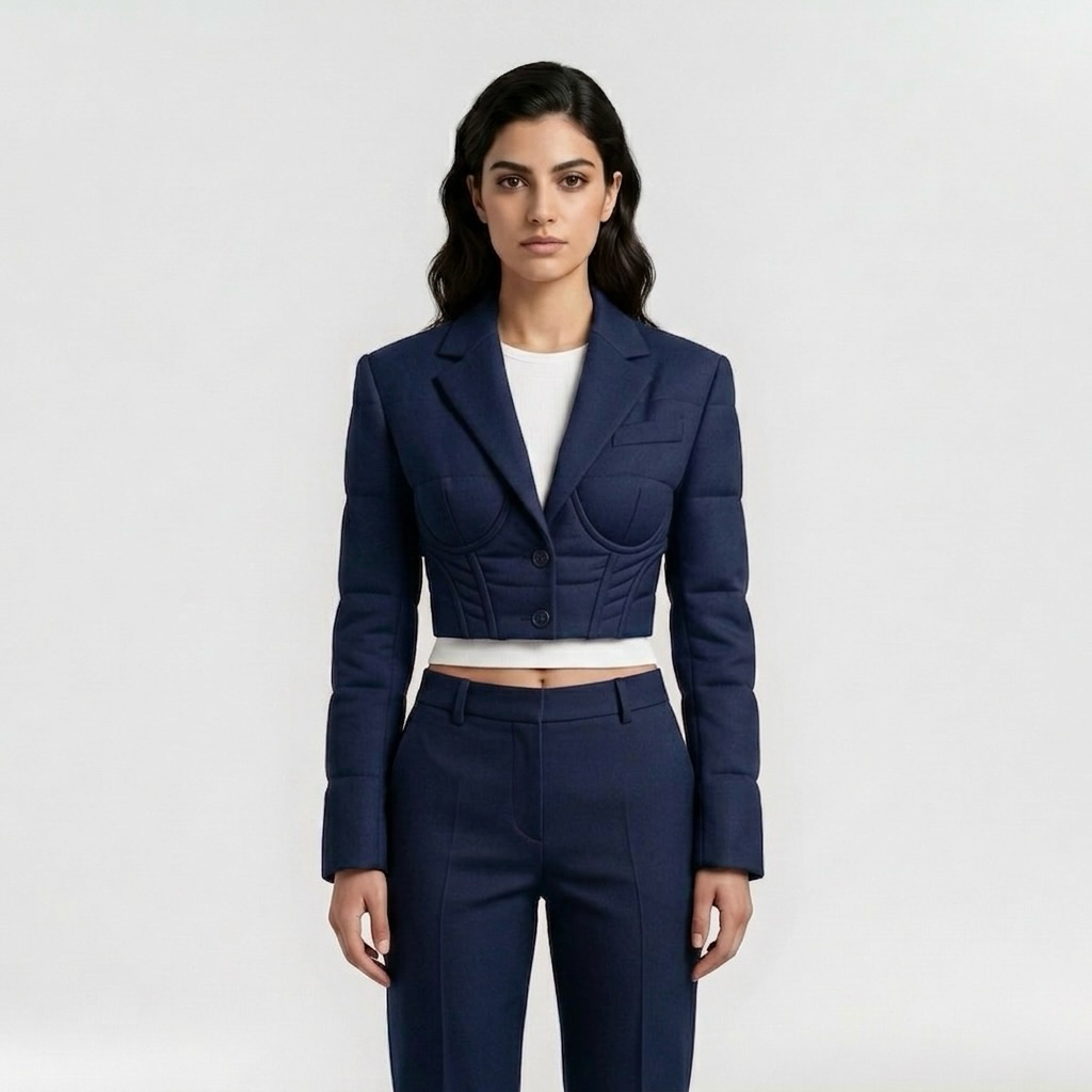 Women's Corset-Detail Cropped Blazer