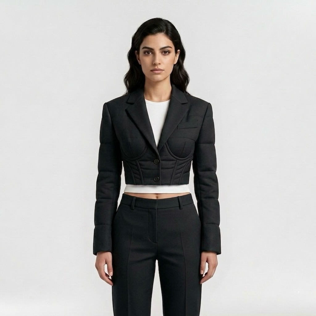 Women's Corset-Detail Cropped Blazer
