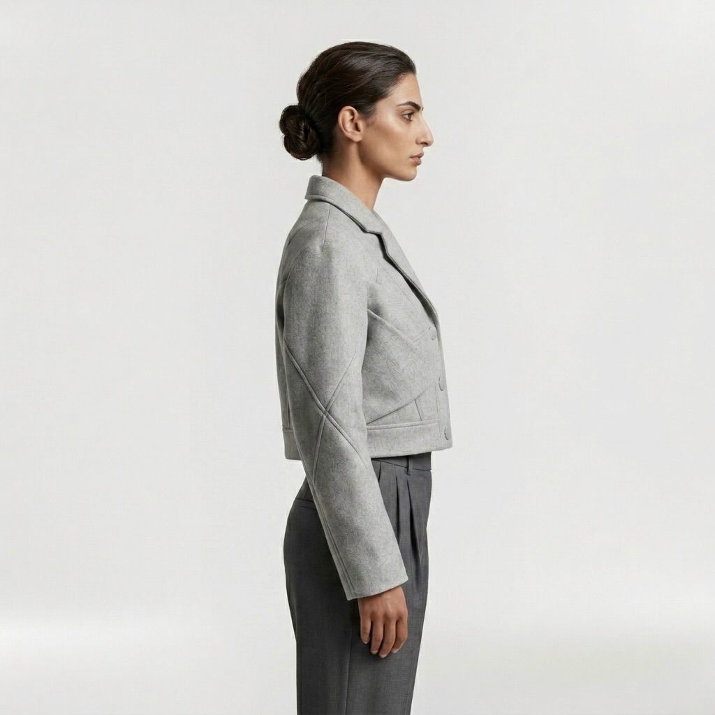 Women's Fold-Detail Cropped Blazer