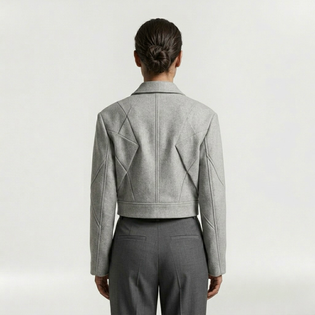 Women's Fold-Detail Cropped Blazer