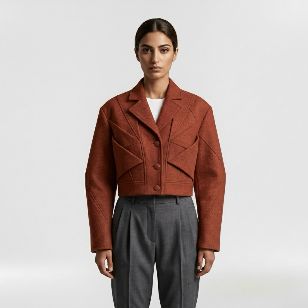 Women's Fold-Detail Cropped Blazer