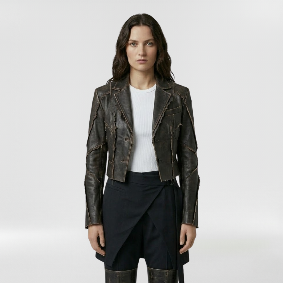 Women's Distressed Faux-Leather Jacket