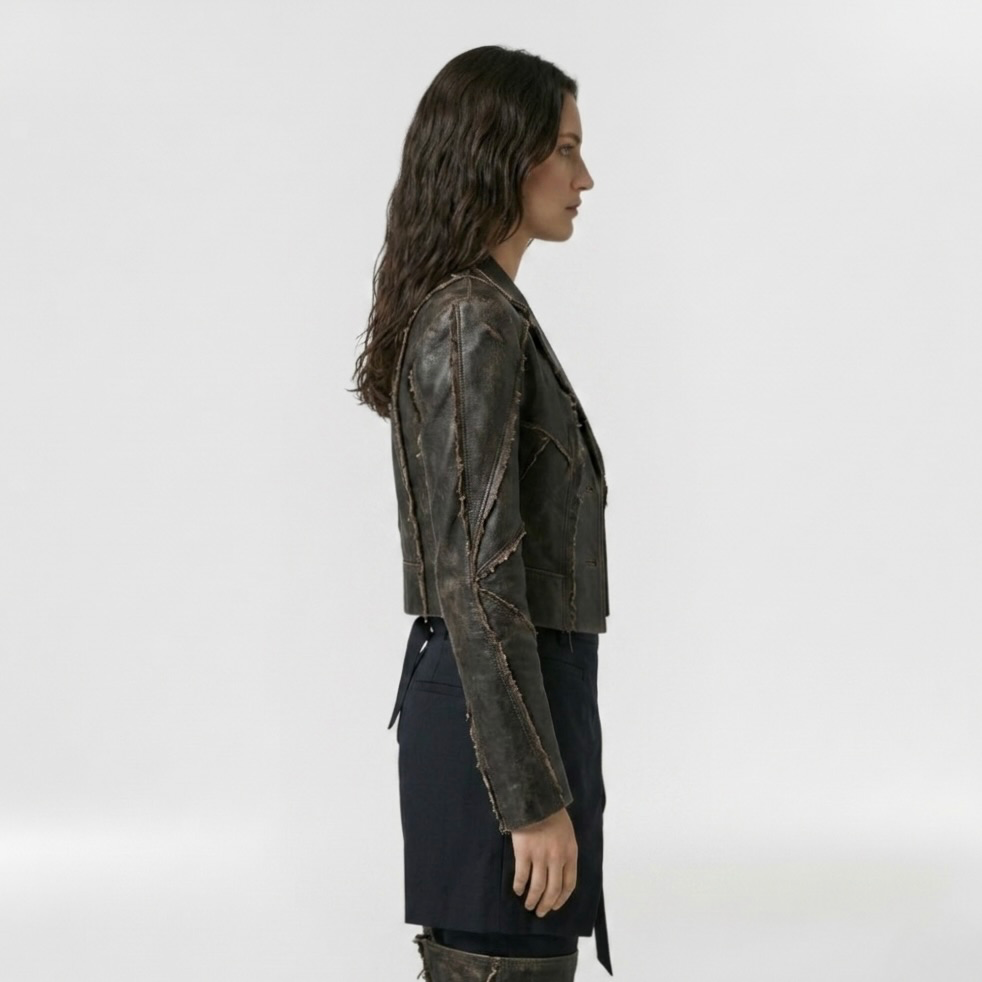 Women's Distressed Faux-Leather Jacket
