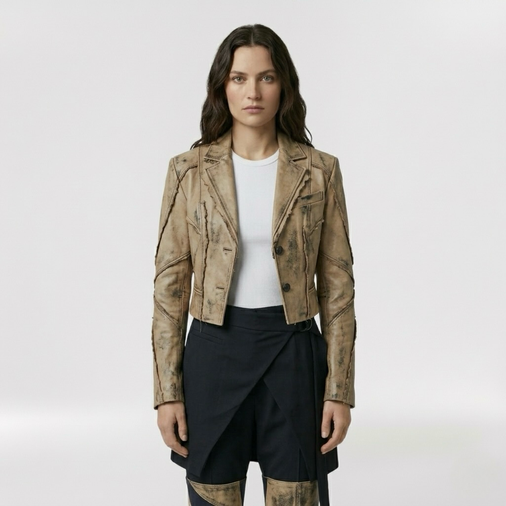 Women's Distressed Faux-Leather Jacket