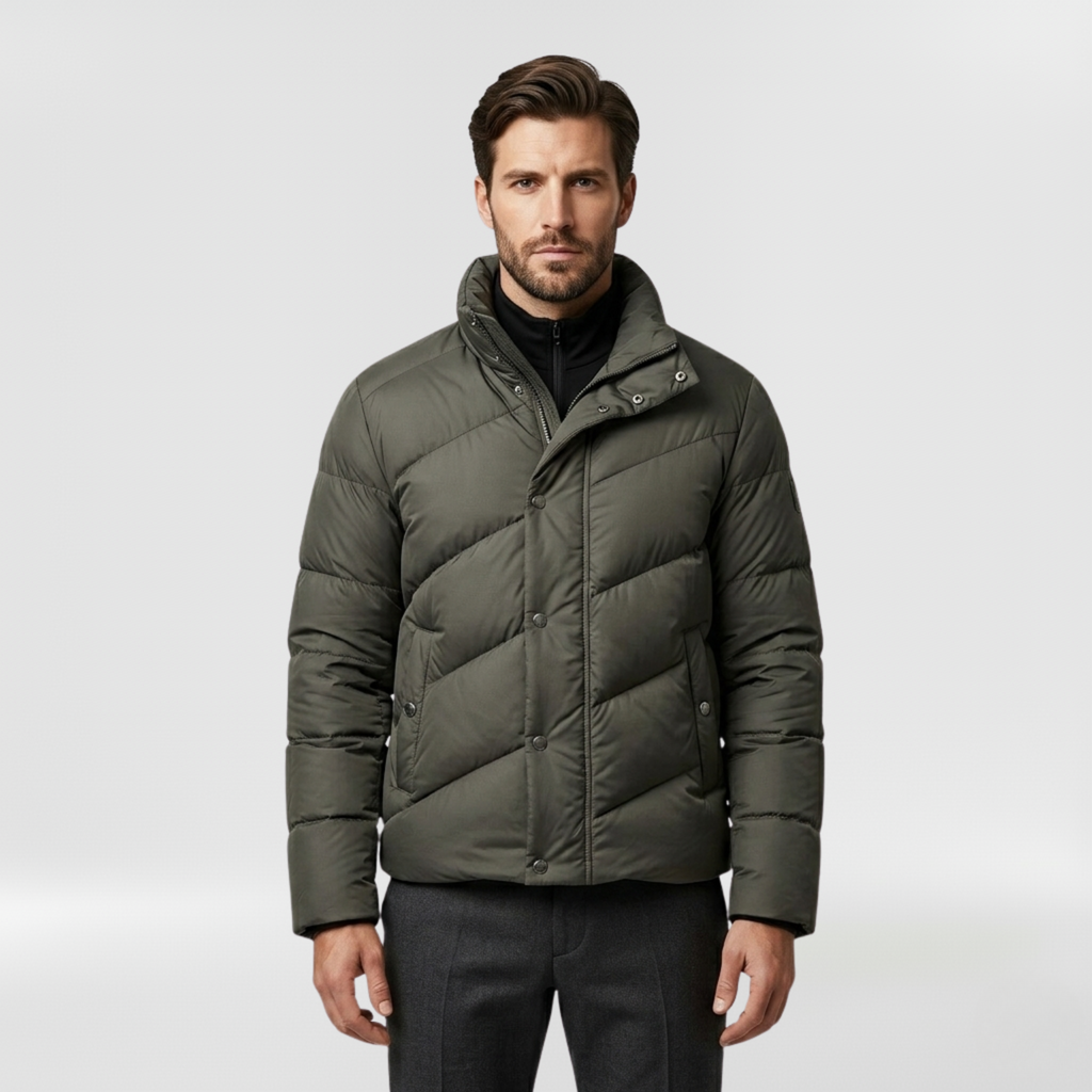 Men's Diagonal-Quilt Puffer Jacket