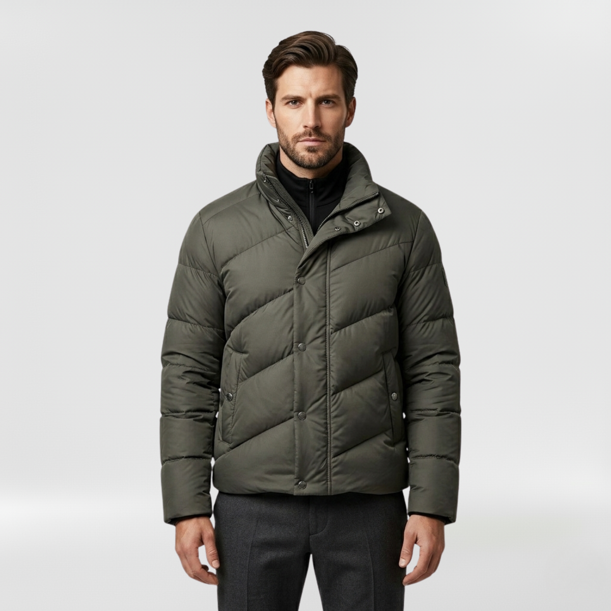 Men's Diagonal-Quilt Puffer Jacket
