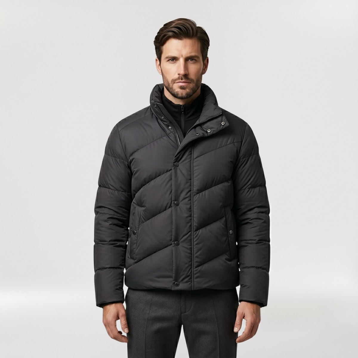 Men's Diagonal-Quilt Puffer Jacket