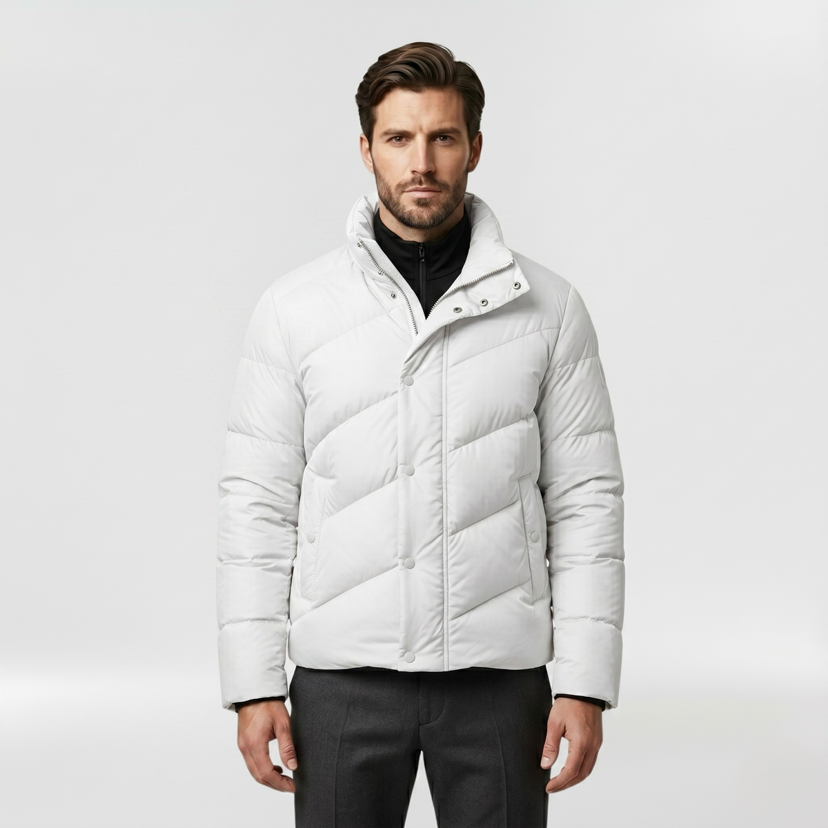 Men's Diagonal-Quilt Puffer Jacket