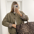 Women's Leopard Print Midseason Jacket – Quilted Chic Statement Style