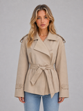 Women's short double-breasted trench coat - Chic and belted