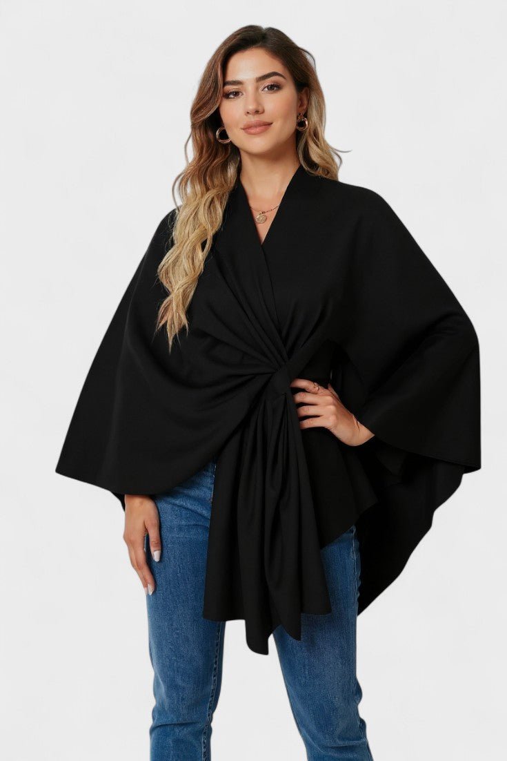 Women's elegant button poncho - Comfortable and refined