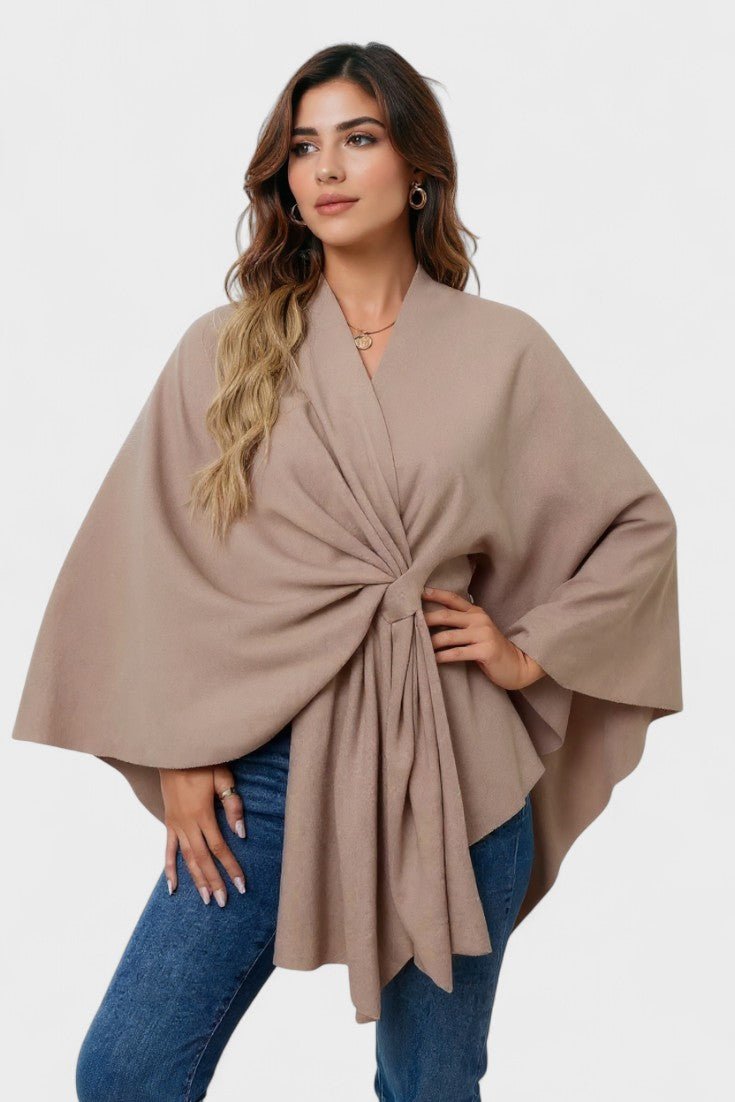 Women's elegant button poncho - Comfortable and refined