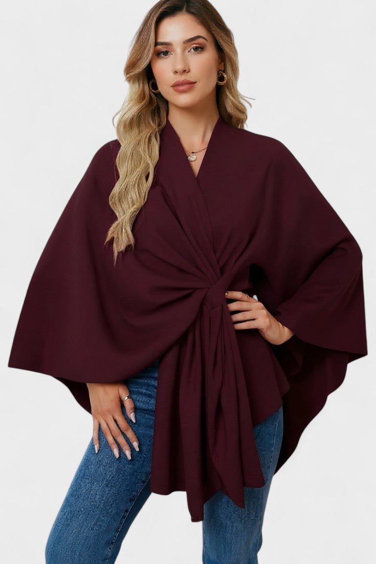 Women's elegant button poncho - Comfortable and refined