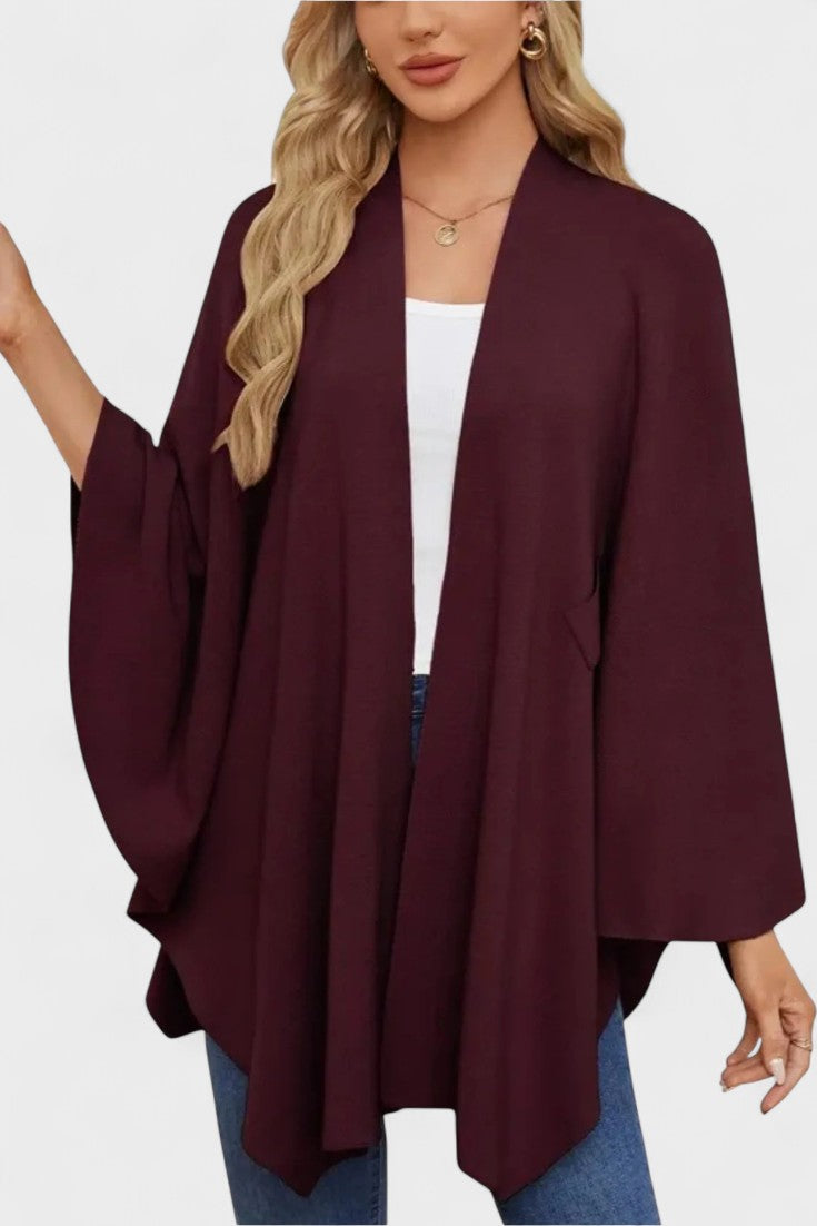 Women's elegant button poncho - Comfortable and refined