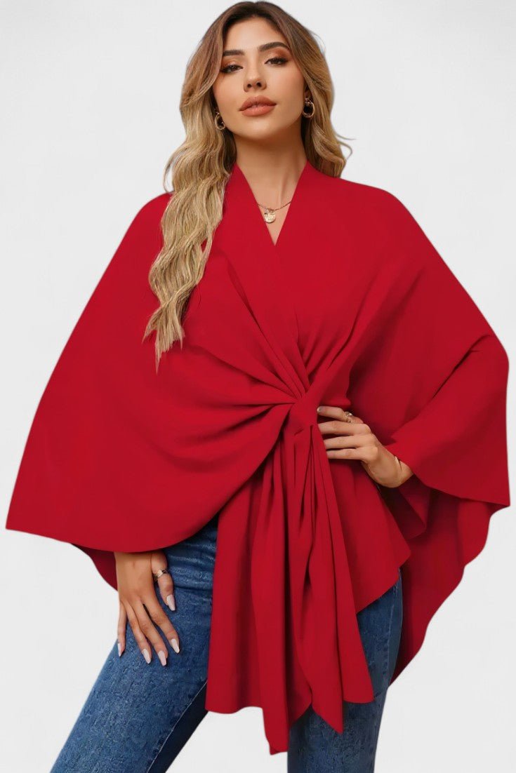 Women's elegant button poncho - Comfortable and refined