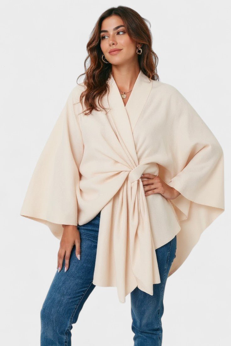 Women's elegant button poncho - Comfortable and refined