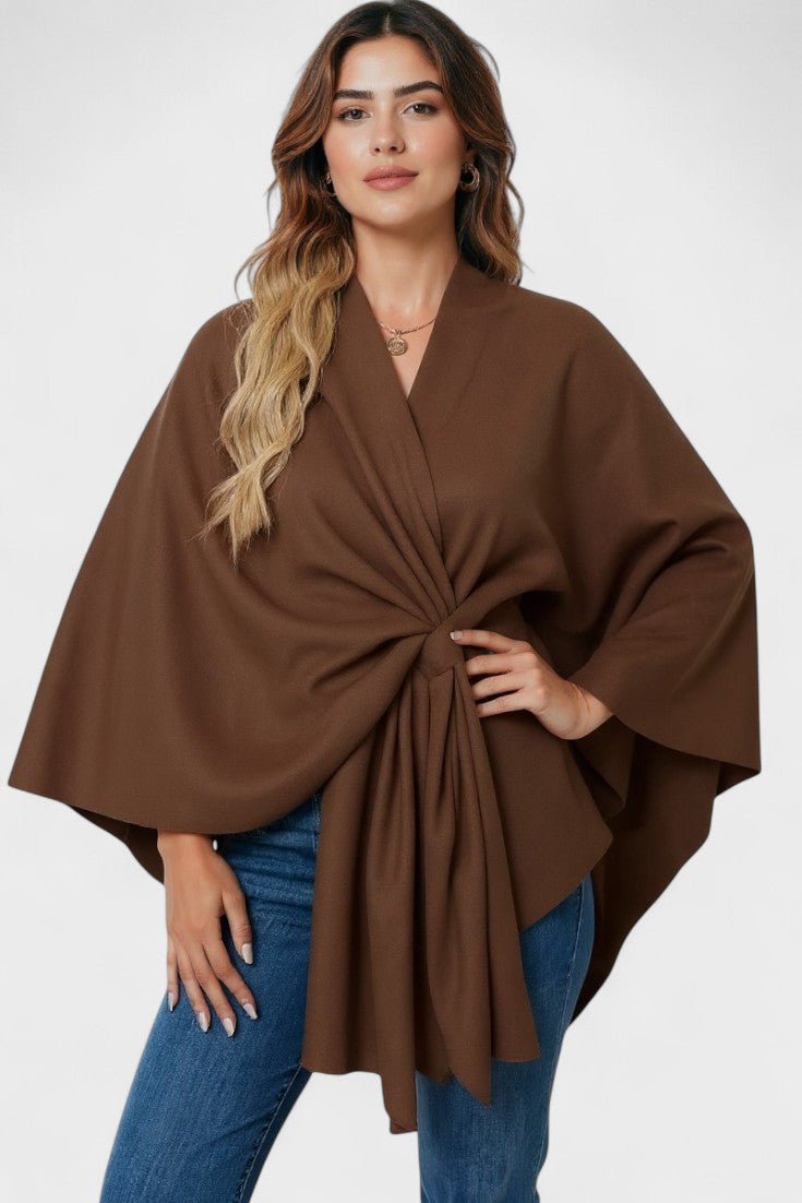 Women's elegant button poncho - Comfortable and refined