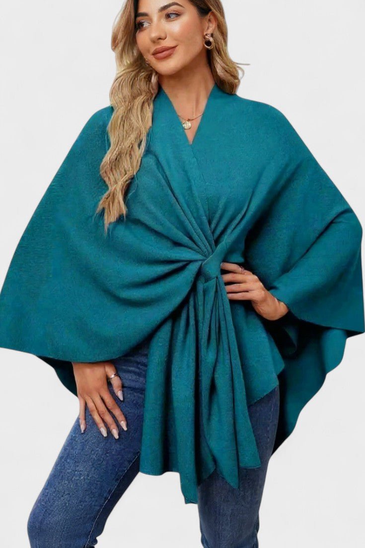 Women's elegant button poncho - Comfortable and refined