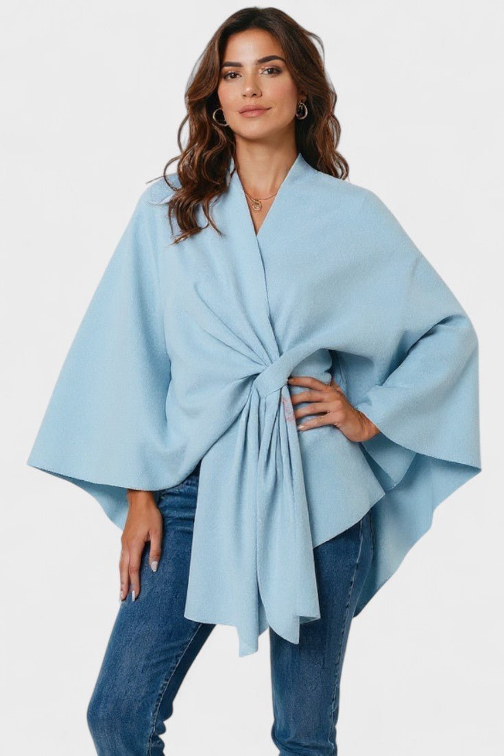 Women's elegant button poncho - Comfortable and refined