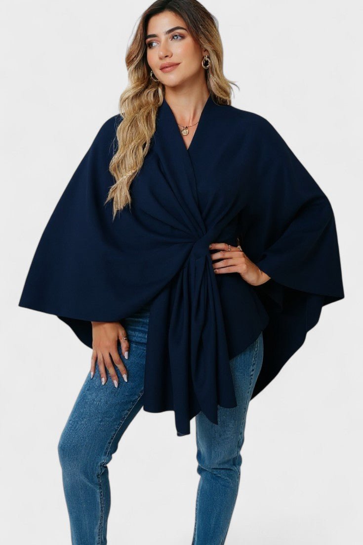 Women's elegant button poncho - Comfortable and refined
