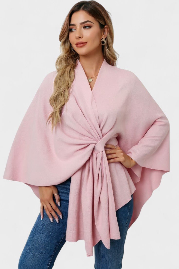 Women's elegant button poncho - Comfortable and refined