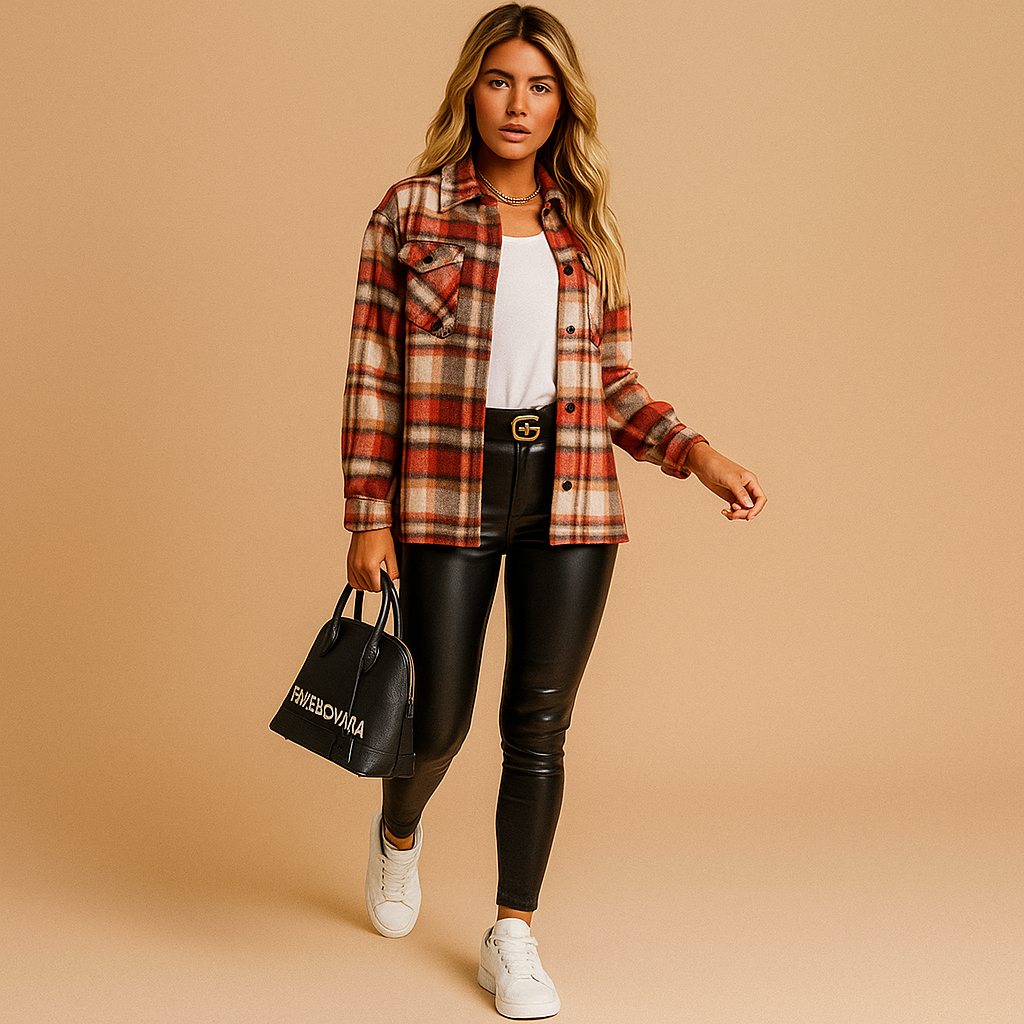 Women's checked warm jacket - Cozy and timeless