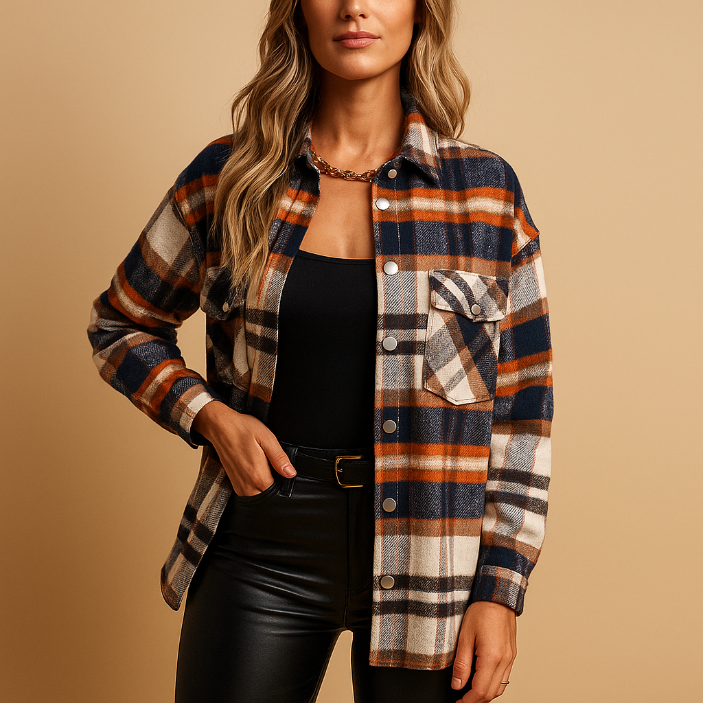 Women's checked warm jacket - Cozy and timeless
