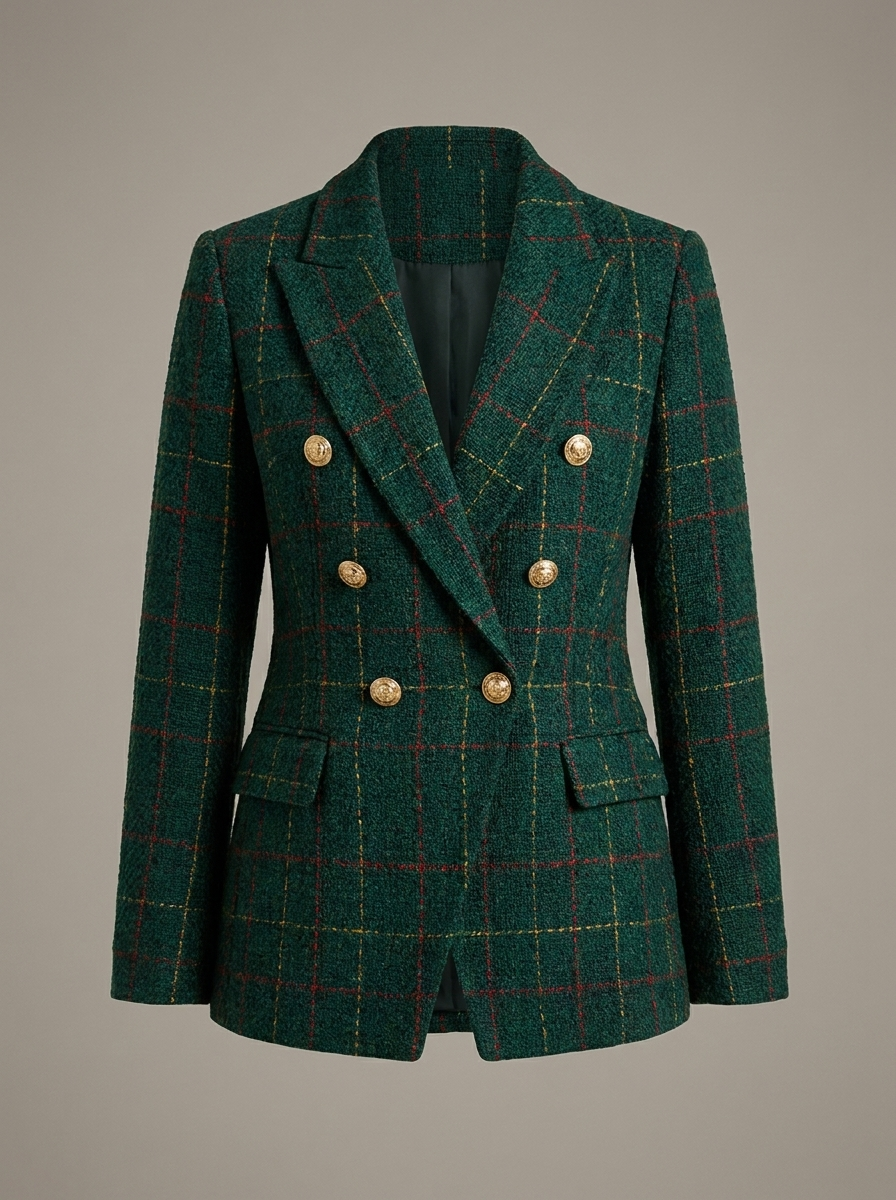 Women's checked tweed blazer - Chic and tailored