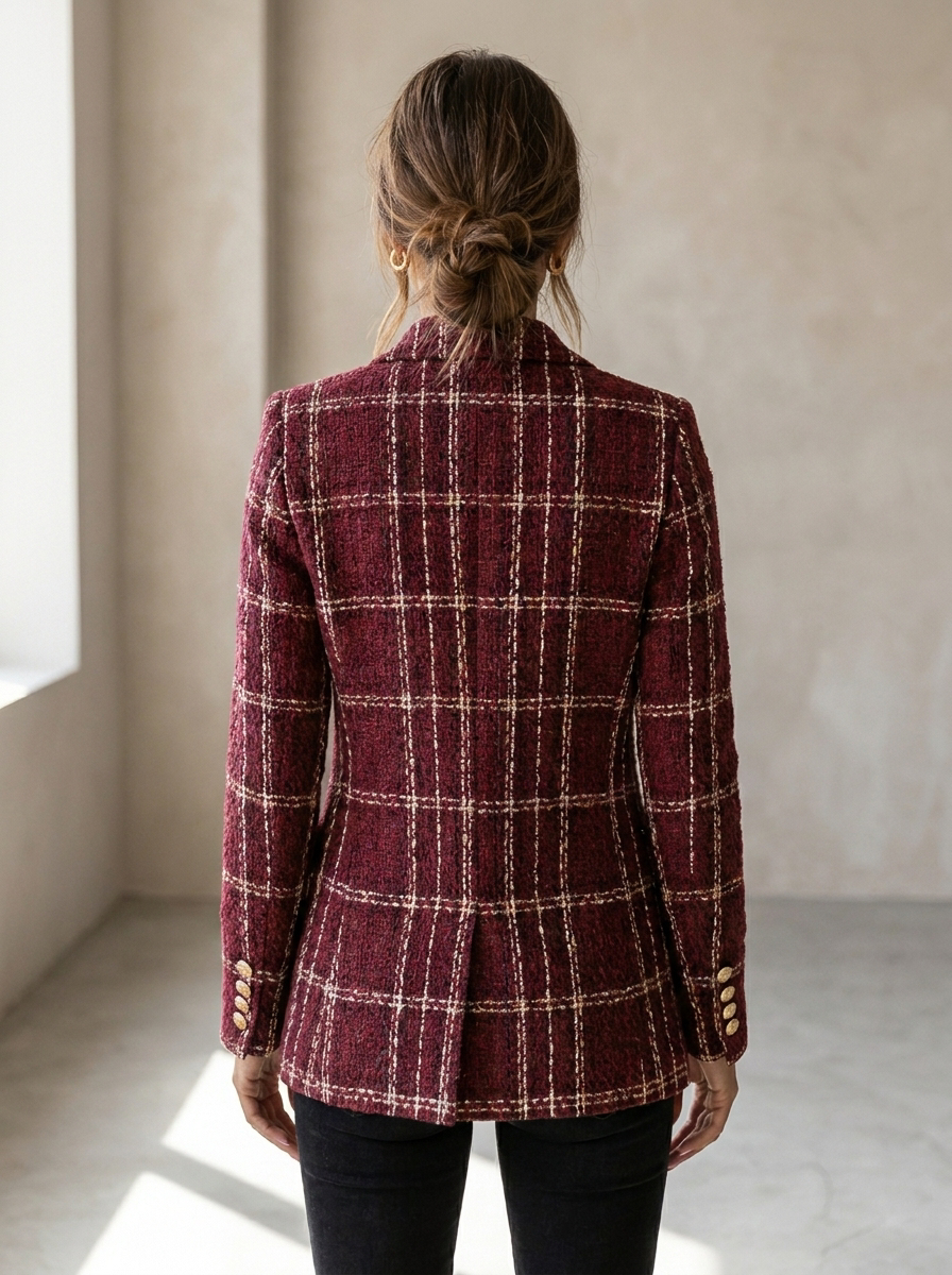 Women's checked tweed blazer - Chic and tailored